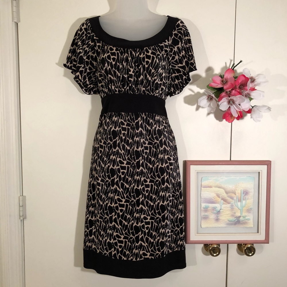 GUILIA ANIMAL PRINT TIE WAIST CAP SLEEVE SZ 12P